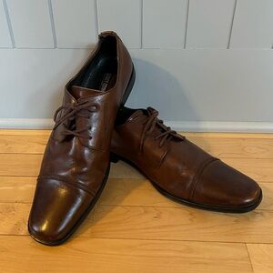 Brown Leather Cap-Toe Men's Dress Shoes